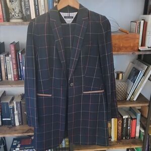 Tommy Hilfiger Navy and Red Checkered Blazer